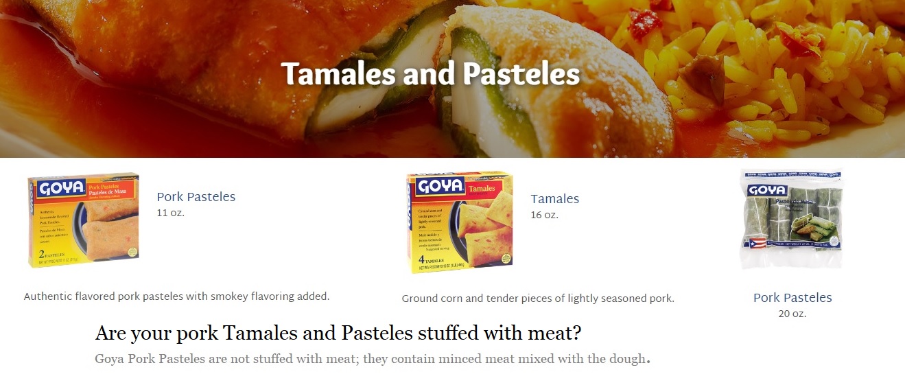 Faq Are Your Pork Tamales And Pasteles Stuffed With Meat Goya